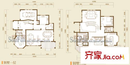 森海豪庭戶型圖別墅 4室3廳3衛(wèi)1廚