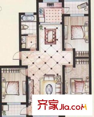 廣西軍區(qū)住宅小區(qū)戶型圖師團(tuán)職干部住房小區(qū)3s2t1w 3室2廳1衛(wèi)1廚