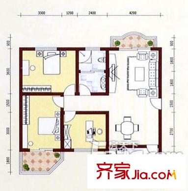 廣西軍區(qū)住宅小區(qū)戶型圖師團(tuán)職干部住房小區(qū)3s2t1w1c 3室2廳1衛(wèi)1廚