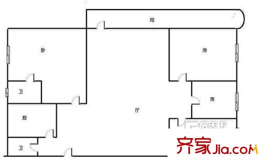晶瑩樓小區(qū)戶型圖8 4室2廳1衛(wèi)1廚
