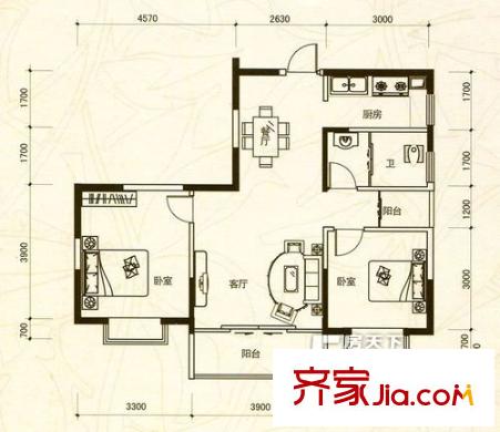 天賜花園 戶型圖2s1t1w