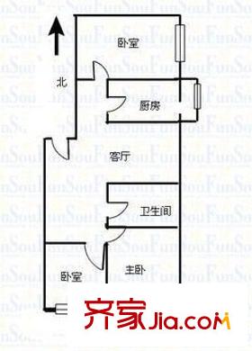 東風(fēng)小區(qū)戶(hù)型圖7 3室2廳1衛(wèi)1廚