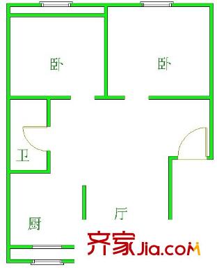 廣西軍區(qū)住宅小區(qū)戶(hù)型圖師團(tuán)職干部住房小區(qū)2s1t1w1c 2室1廳1衛(wèi)1廚