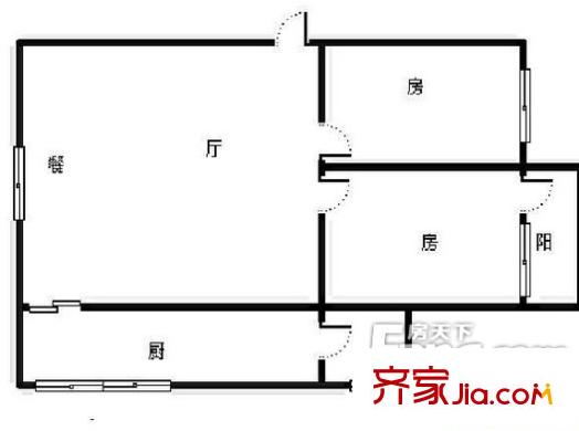 晶瑩樓小區(qū)戶型圖6 2室2廳1衛(wèi)1廚
