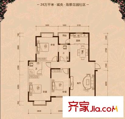 天賜花園 戶型圖3s2t2w