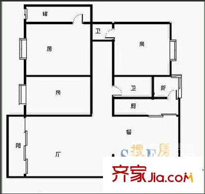 司法局宿舍戶型圖1 3室2廳2衛(wèi)1廚