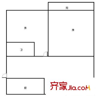市委宿舍 2室 戶型圖