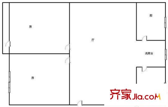 園湖路建行宿舍 2室 戶型圖