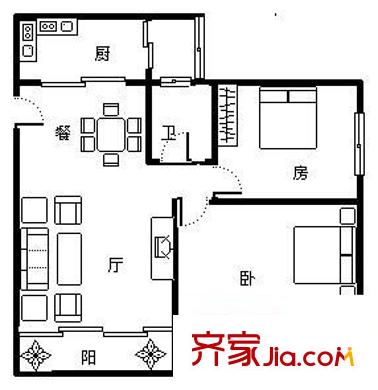 平湖家居 2室 戶型圖
