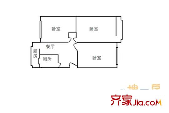 司法局宿舍戶型圖3 3室2廳1衛(wèi)1廚