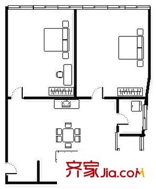 摩卡生活館 2室 戶型圖