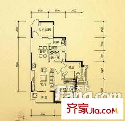 輕化大院戶型圖2房2廳.  1jpg_調(diào)整大小 2室2廳1衛(wèi)1廚