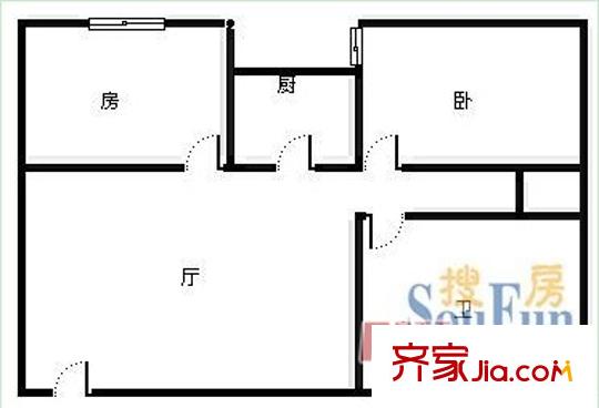 社會保險大廈戶型圖2 2室1廳1衛(wèi)1廚