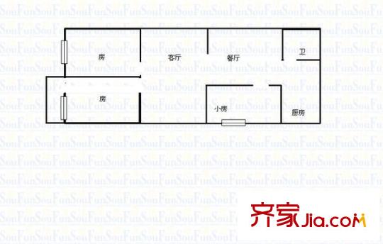 商業(yè)廳宿舍 3室 戶型圖