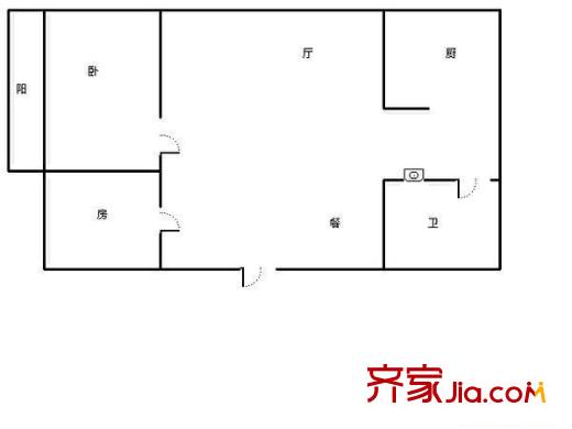 園湖路建行宿舍 2室 戶型圖