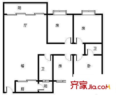 園湖路建行宿舍 4室 戶型圖