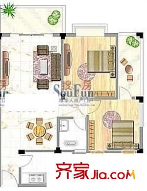 建政地礦局宿舍 2室 戶型圖