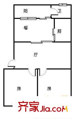 建政地礦局宿舍 2室 戶型圖