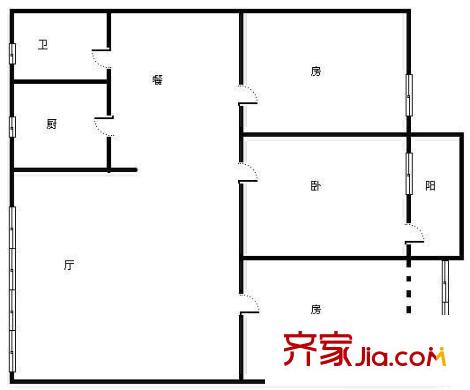 建政地礦局宿舍 3室 戶型圖