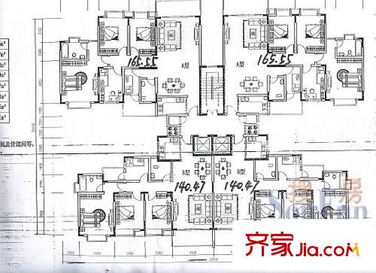 江山麗園戶型圖三房戶型 3室2廳2衛(wèi)1廚