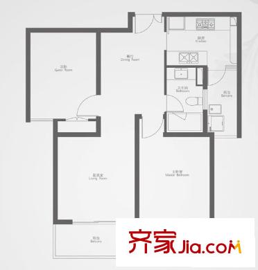 新城國(guó)際 2室 戶(hù)型圖