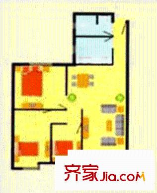 駿景苑戶型圖3室1廳1衛(wèi)1廚