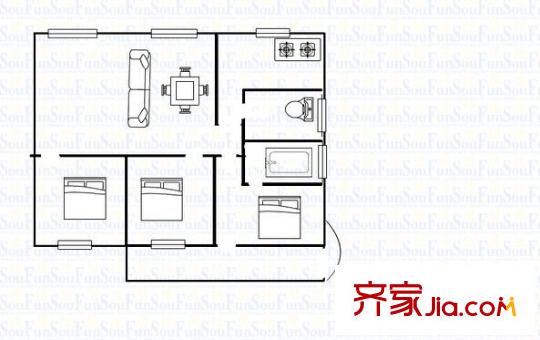 東寶路生活小區(qū)戶型圖4 3室2廳2衛(wèi)1廚