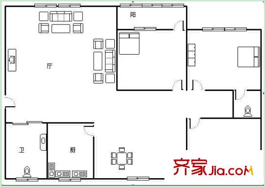 東寶路生活小區(qū)戶型圖3 3室2廳2衛(wèi)1廚