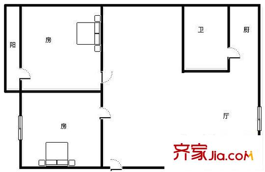 建政地礦局宿舍 2室 戶型圖