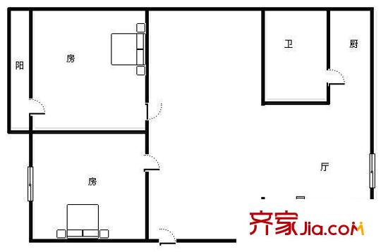 建政地礦局宿舍 2室 戶型圖