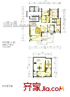 半島香格里拉戶型圖F0戶型 4室3廳2衛(wèi)1廚