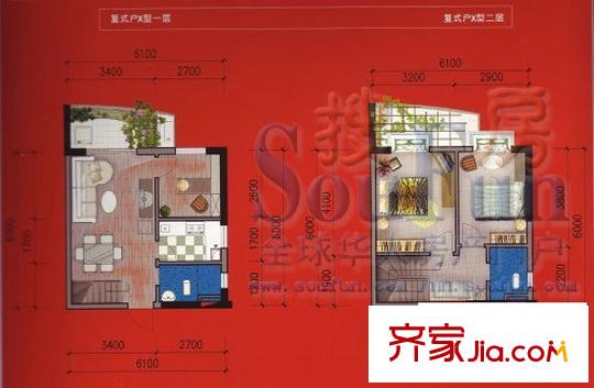 盛世聯(lián)邦廣場戶型圖復(fù)式戶型 3室2廳2衛(wèi)1廚