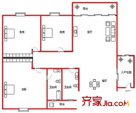半島融園 3室 戶型圖
