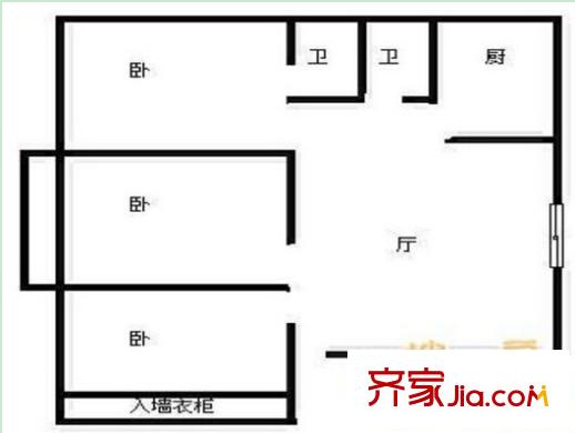 東寶路生活小區(qū)戶型圖1 3室2廳1衛(wèi)1廚