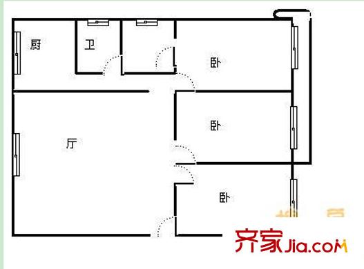 東寶路生活小區(qū)戶型圖5 3室2廳2衛(wèi)1廚