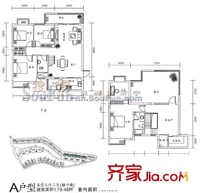 萬正鳴翠谷戶型圖A戶型 5室3廳2衛(wèi)1廚