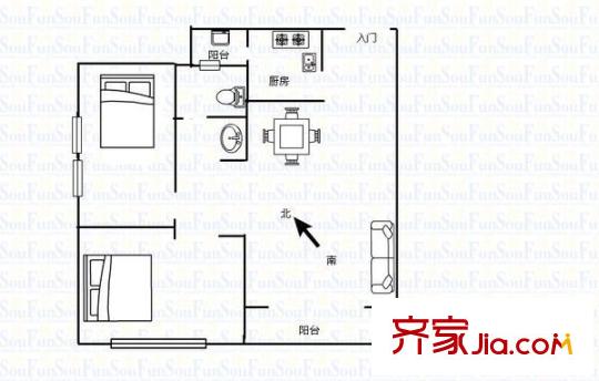 中新國際 2室 戶型圖