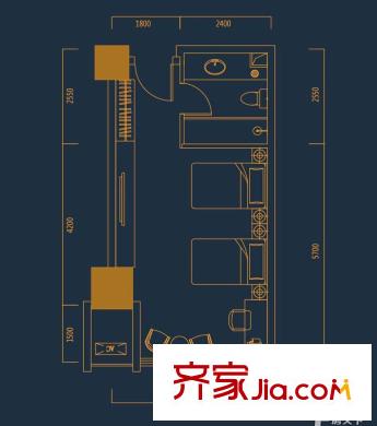 金源城?金源悅平方米35#樓35-02戶(hù)型 1室1廳1衛(wèi)