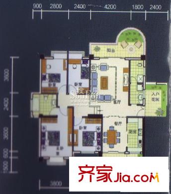 怡心園戶型圖四房 4室2廳2衛(wèi)1廚