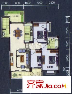 怡心園戶型圖三房 3室2廳2衛(wèi)1廚