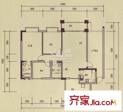 聯(lián)盟新城戶型圖5#樓一三單元2-12層 2室2廳2衛(wèi)1廚