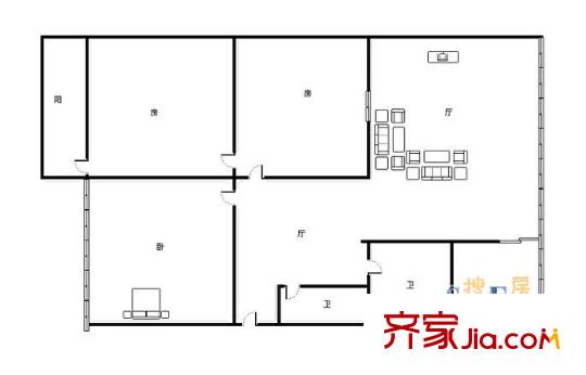 桃源路財政廳宿舍戶型圖3 3室2廳2衛(wèi)1廚