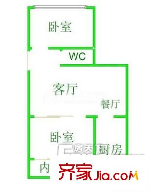 桂鄉(xiāng)樓戶型圖2 2室2廳1衛(wèi)1廚