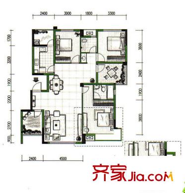 聯(lián)發(fā)尚品戶型圖3期8號(hào)樓L戶型 3室2廳2衛(wèi)1廚
