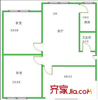 城市建設(shè)檔案館宿舍戶型圖2 3室2廳1衛(wèi)1廚