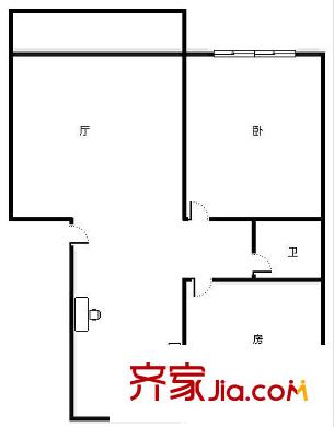 糧運(yùn)汽修廠宿舍 2室 戶型圖