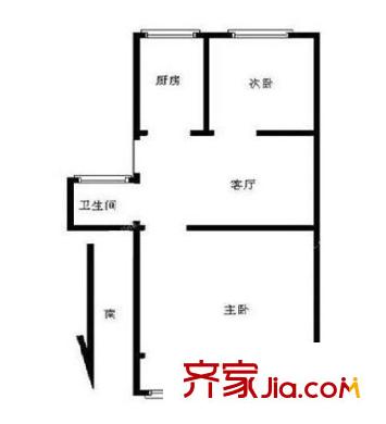 區(qū)建材局職工宿舍戶型圖3 2室2廳1衛(wèi)1廚