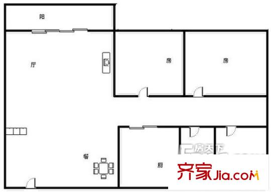 桂鄉(xiāng)樓戶型圖1 3室2廳1衛(wèi)1廚