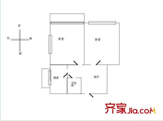 防衛(wèi)站宿舍樓戶型圖2 2室2廳1衛(wèi)1廚
