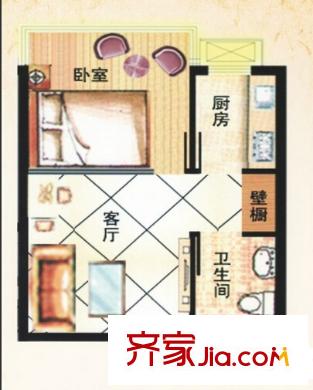 金馬樓戶型圖2 1室1廳1衛(wèi)1廚